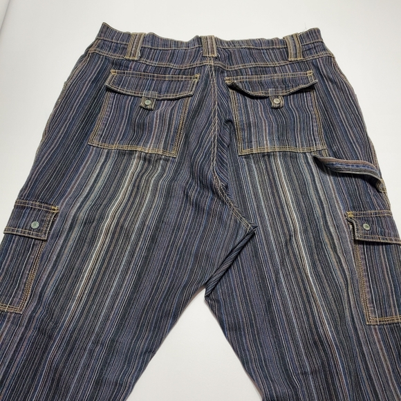 Lazer Striped Cargo Jeans Gorpcore Carpenter Pants Streetwear - Picture 4 of 6